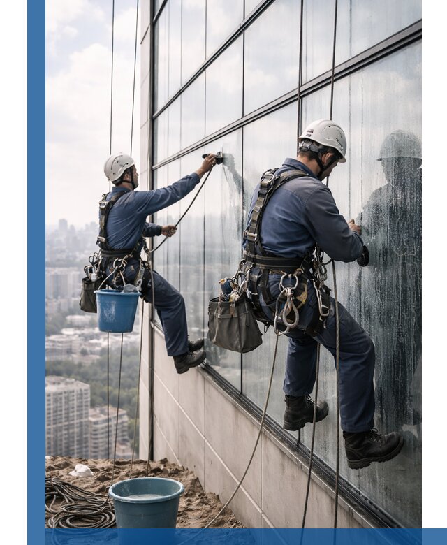 Профессиональная мойка фасадных окон альпинистами в Черногорске