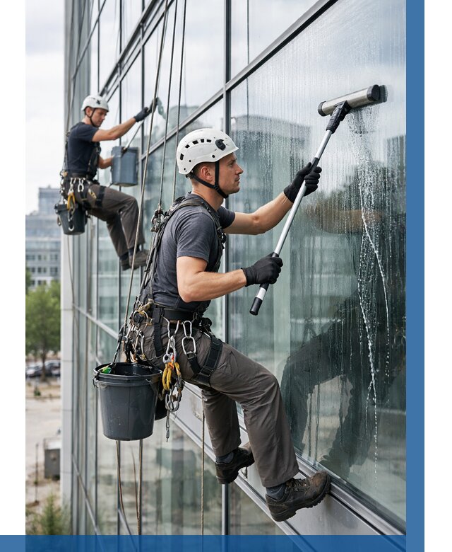 Мойка витражей альпинистами в Черногорске от 714 р. под ключ|ВЫСОТНИК-Чрн