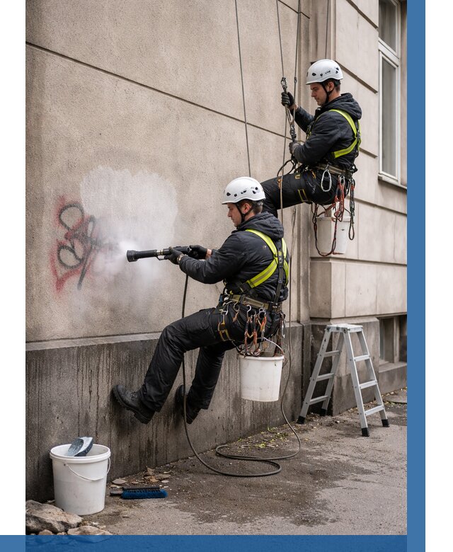 Удаление граффити с фасада в Черногорске от 4593 р. | ВЫСОТНИК-Чрн