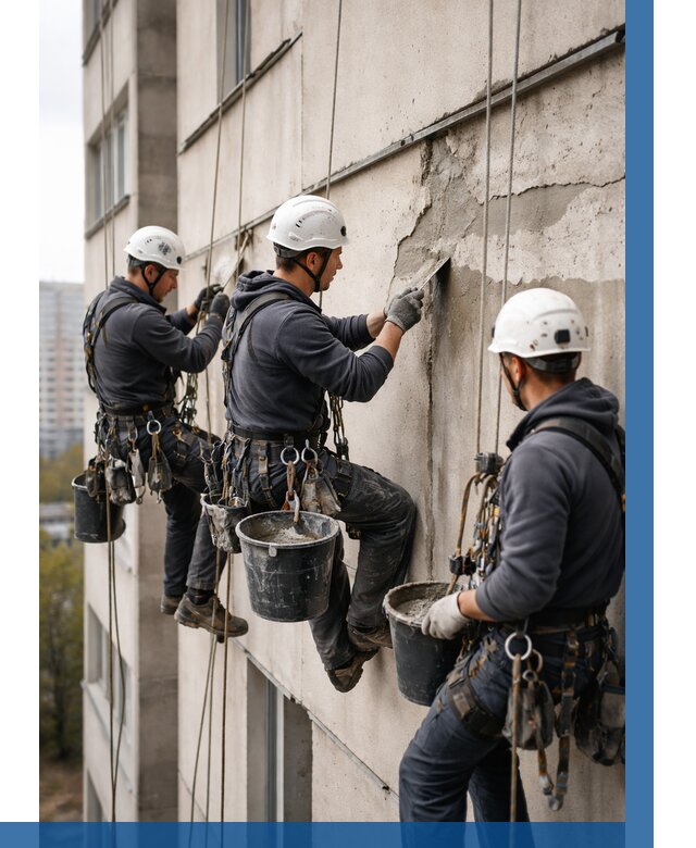 Ремонт бетонных элементов фасада в Черногорске от 2552 р. | ВЫСОТНИК-Чрн