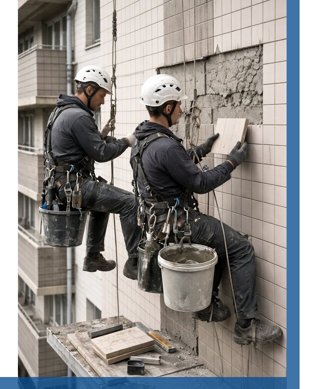 Ремонт облицовки фасада плиткой в Черногорске от 1837 р. | ВЫСОТНИК-Чрн