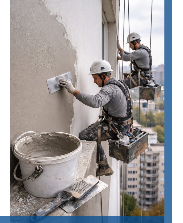 Шпаклевка фасада на высоте в Черногорске от 714 р. | ВЫСОТНИК-Чрн