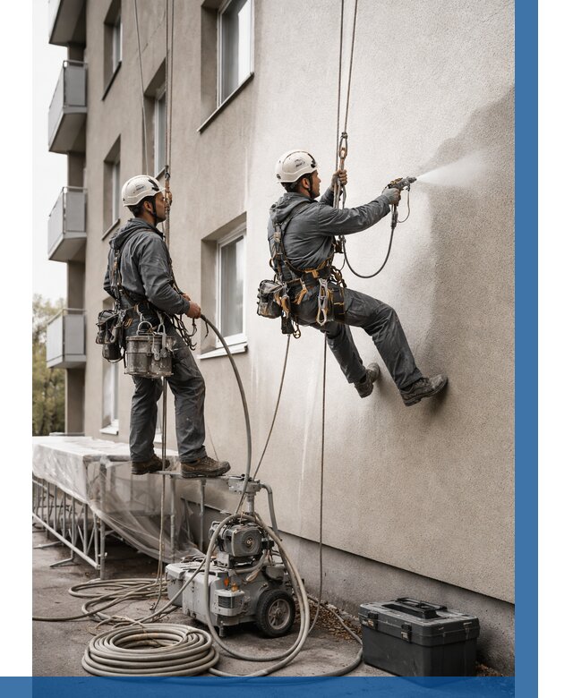 Безвоздушная покраска фасада в Черногорске от 225 р/м² | ВЫСОТНИК-Чрн