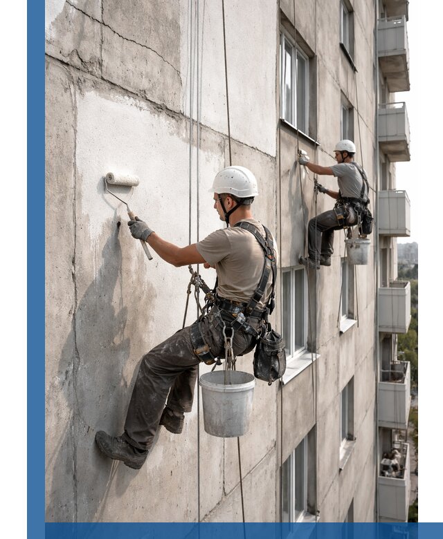 Покраска бетонного фасада в Черногорске для жилых и промышленных объектов