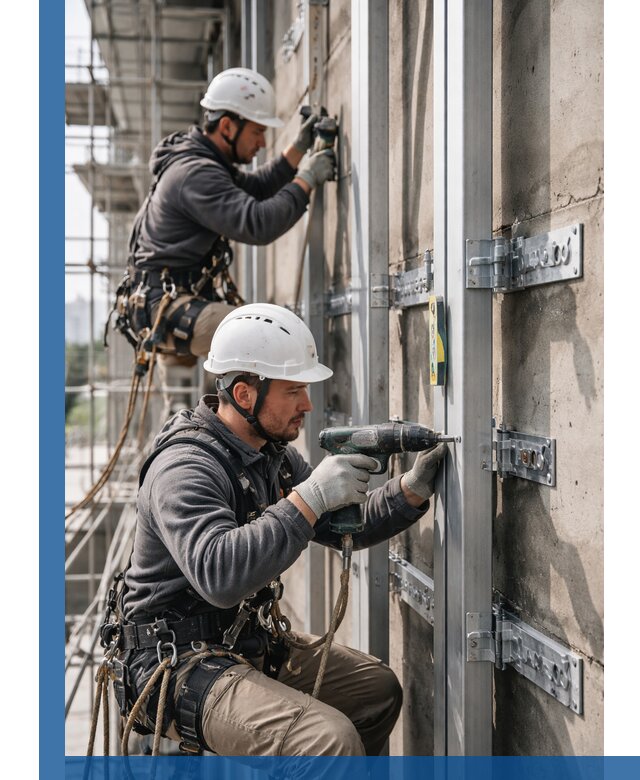 Монтаж и крепление подсистемы вентфасада в Черногорске