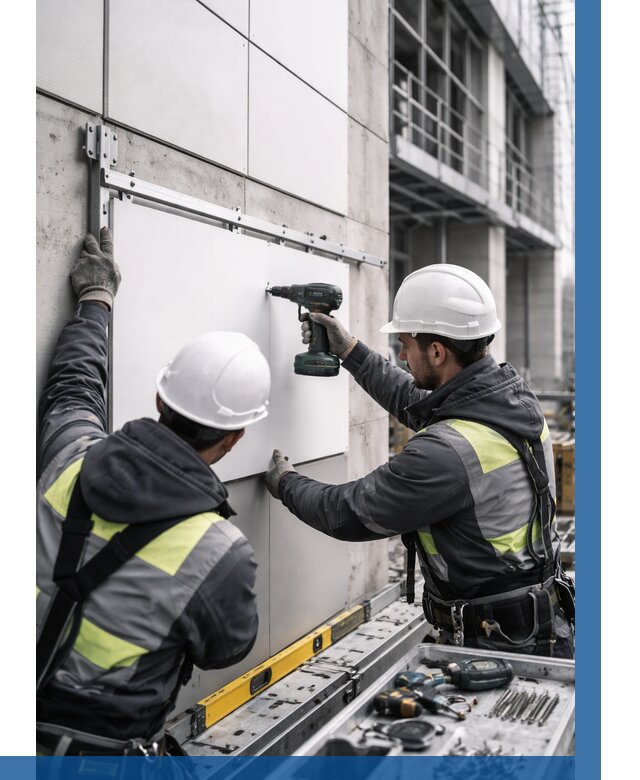 Монтаж композитных панелей фасада в Черногорске от 2552 р. | ВЫСОТНИК-Чрн