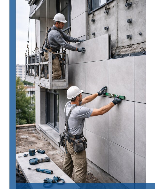 Монтаж керамогранита на фасад в Черногорске под ключ с гарантией качества