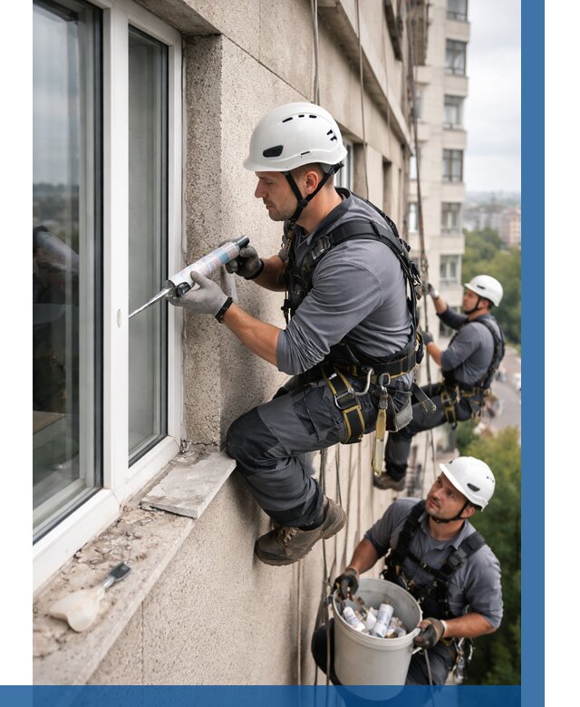 Герметизация оконных швов снаружи в Черногорске от 1531 р. | ВЫСОТНИК-Чрн