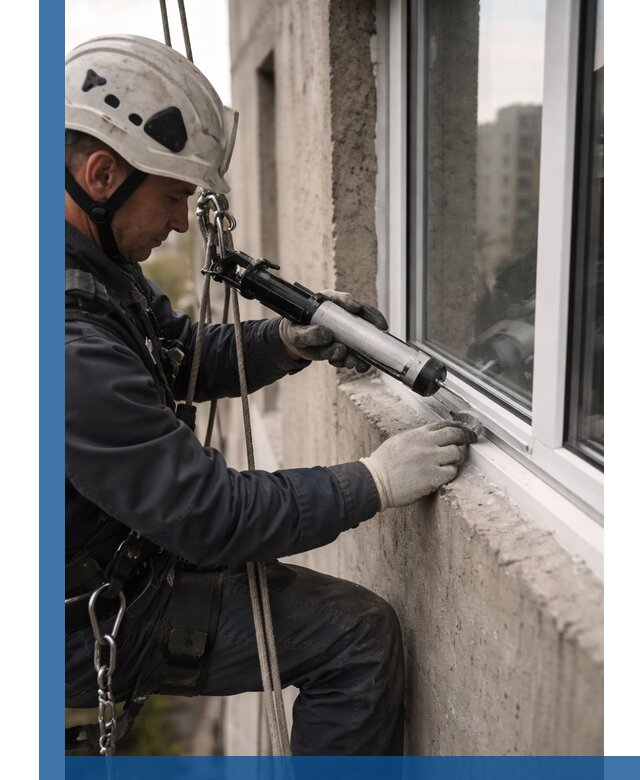 Герметизация оконных швов снаружи в Черногорске профессионально