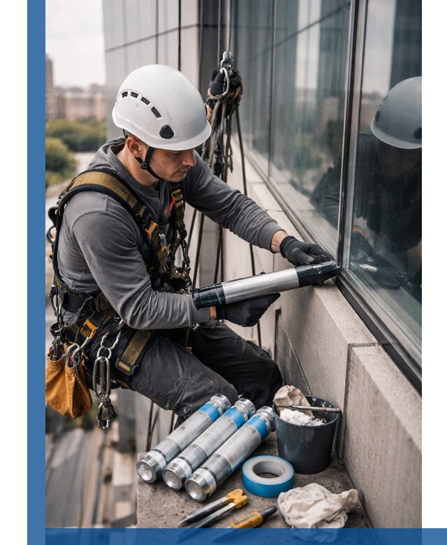 Герметизация стыков витража в Черногорске для герметичных фасадов