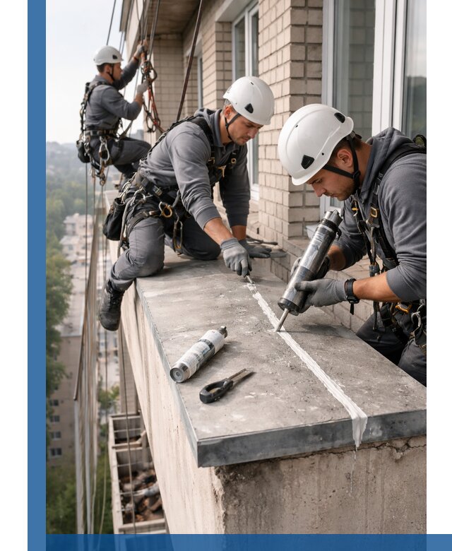 Герметизация балконного козырька в Черногорске профессионально