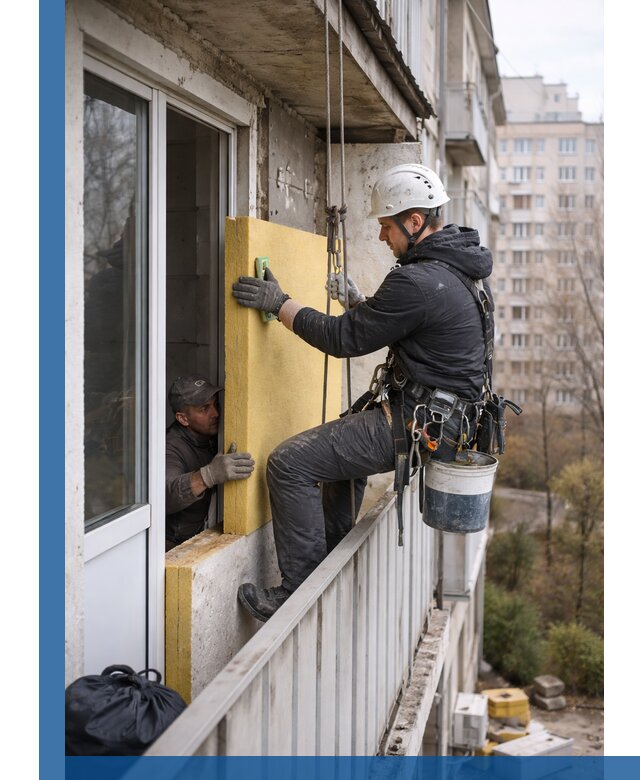 Профессиональное утепление балкона снаружи в Черногорске под ключ