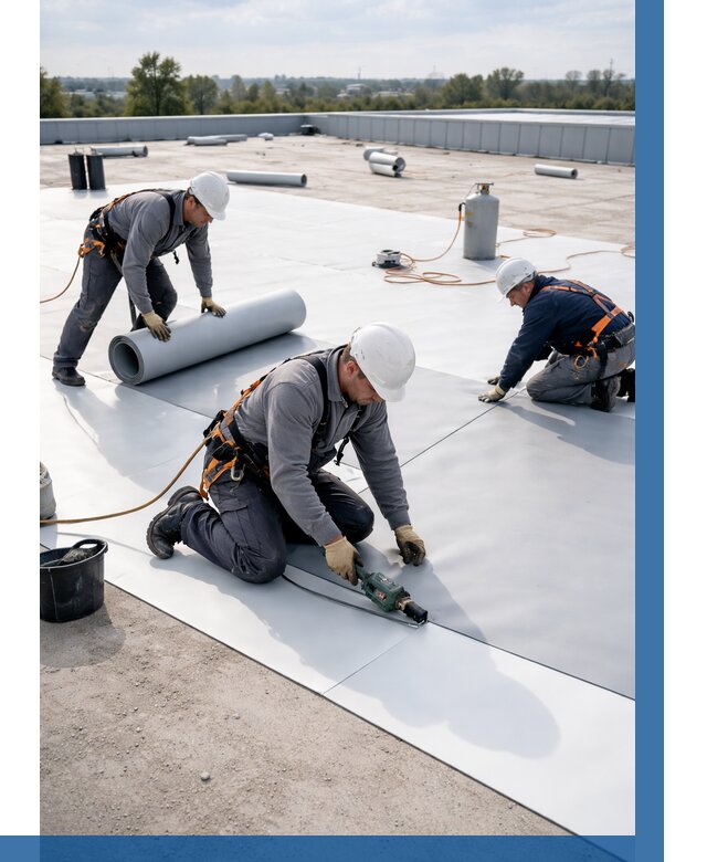 Монтаж мембранной кровли под ключ в Черногорске от 1225 р. | ВЫСОТНИК-Чрн