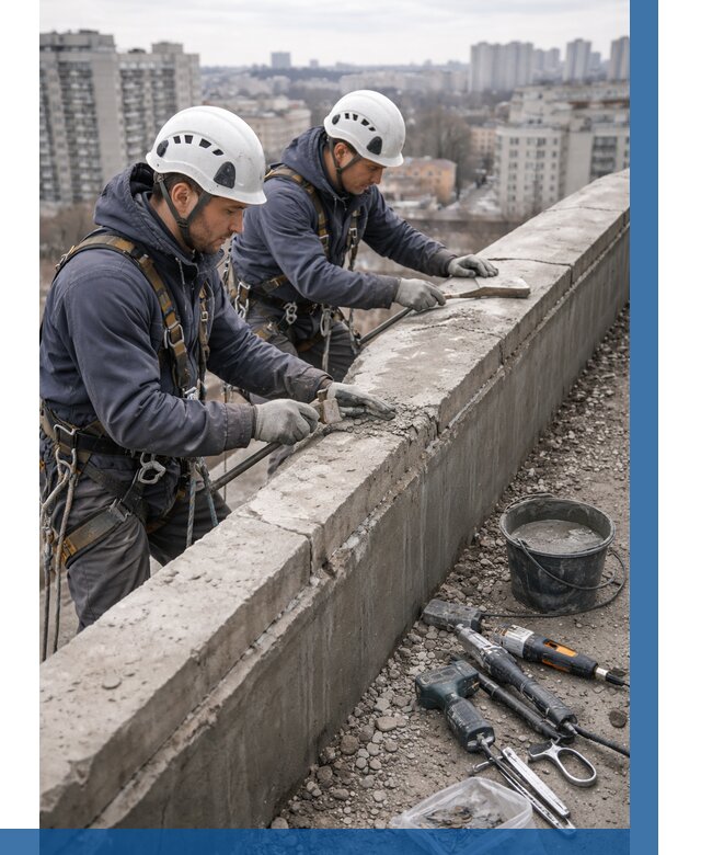 Ремонт парапета на кровле в Черногорске от 1531 р. | ВЫСОТНИК-Чрн