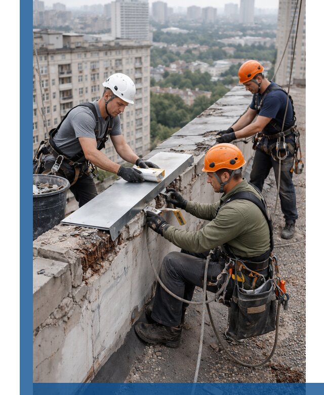 Ремонт парапета на кровле в Черногорске, высотные работы с гарантией