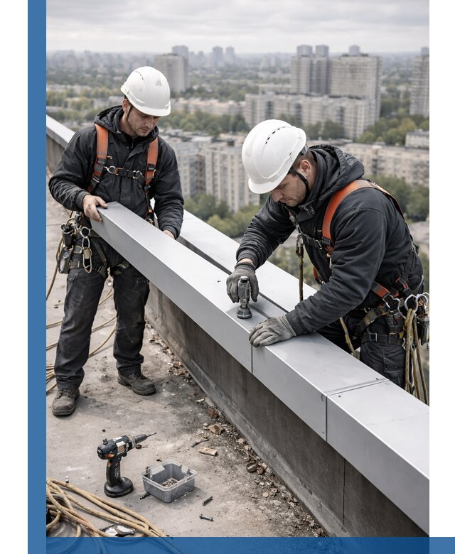 Монтаж парапетных крышек и ограждений кровли в Черногорске