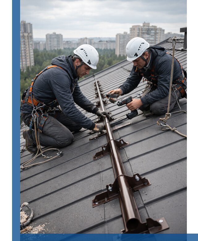 Монтаж снегозадержателей на кровле зданий в Черногорске под ключ