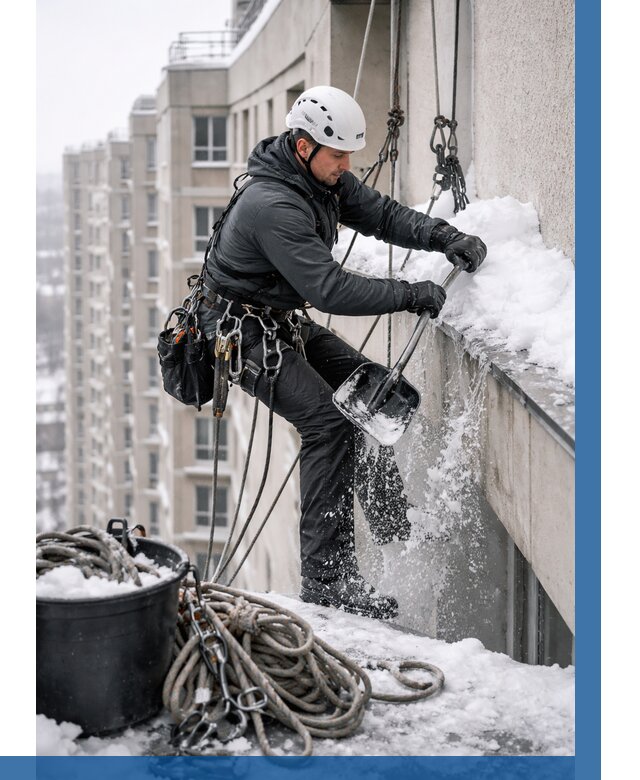 Очистка карнизов от снега в Черногорске от 306 р. | ВЫСОТНИК-Чрн