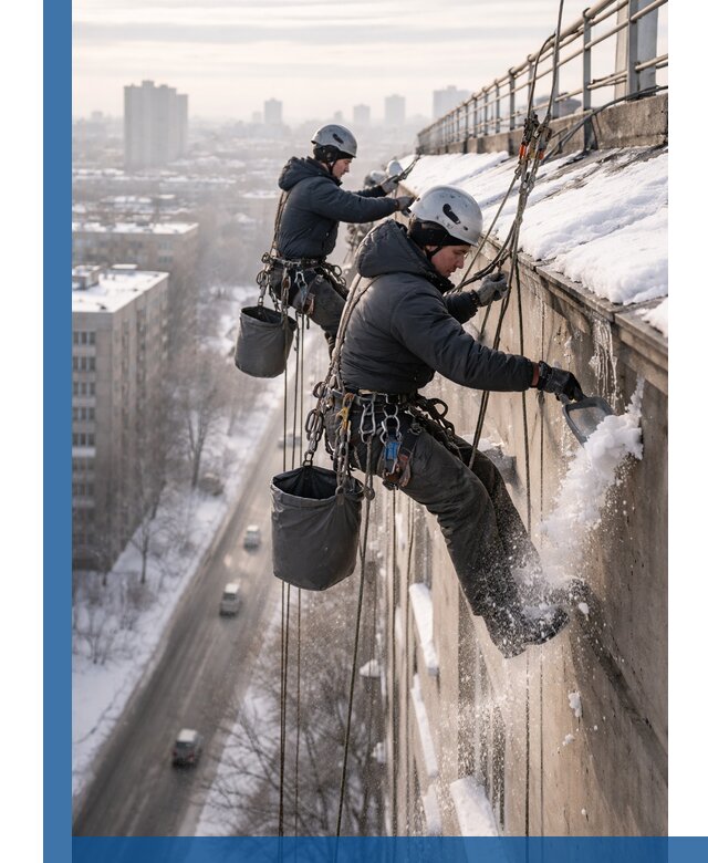 Очистка карнизов от снега в Черногорске профессионально и безопасно