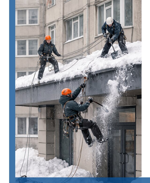 Безопасная очистка навесов от снега в Черногорске круглогодично