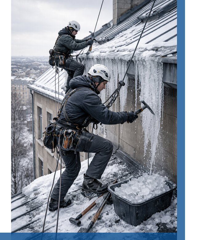 Удаление наледи с кровли в Черногорске от 5614 р. | ВЫСОТНИК-Чрн