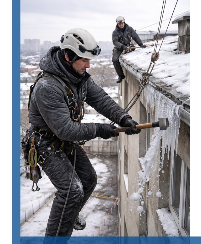 Сбивание и удаление сосулек с крыши в Черногорске безопасно