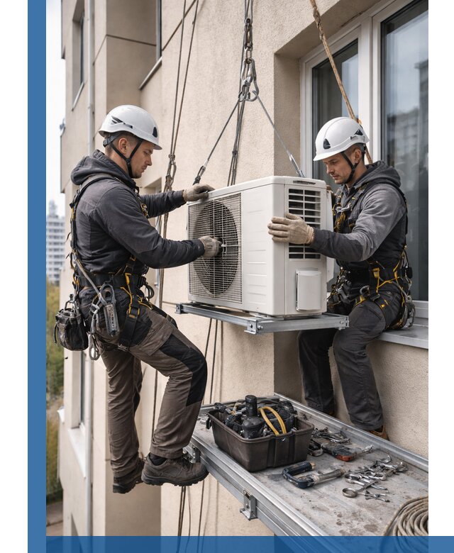 Перенос внешнего блока кондиционера в Черногорске с монтажом и крепежом