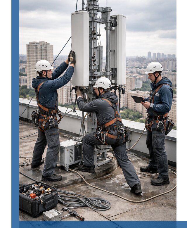 Монтаж антенн связи на крыше в Черногорске с вводом в эксплуатацию