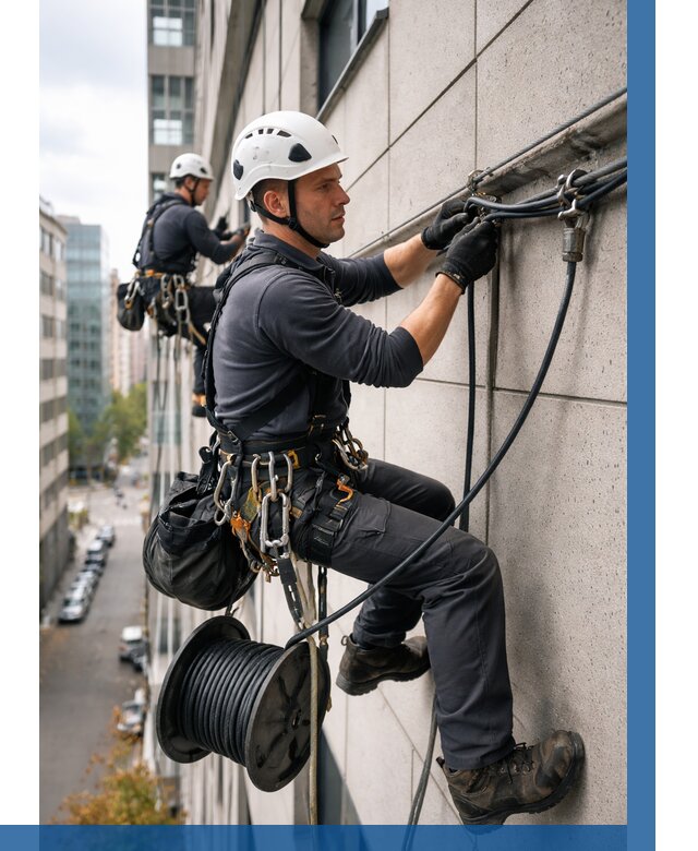 Прокладка кабеля по фасаду в Черногорске от 357 р. | ВЫСОТНИК-Чрн