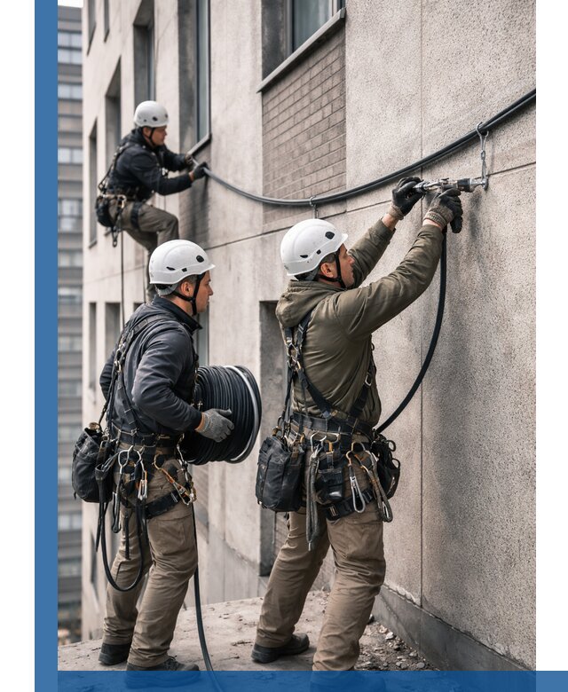 Прокладка кабеля по фасаду в Черногорске, профессиональный монтаж