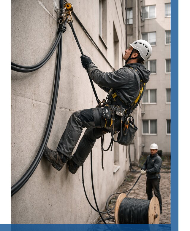 Протяжка кабеля питания на высоте в Черногорске от 459 р. | ВЫСОТНИК-Чрн