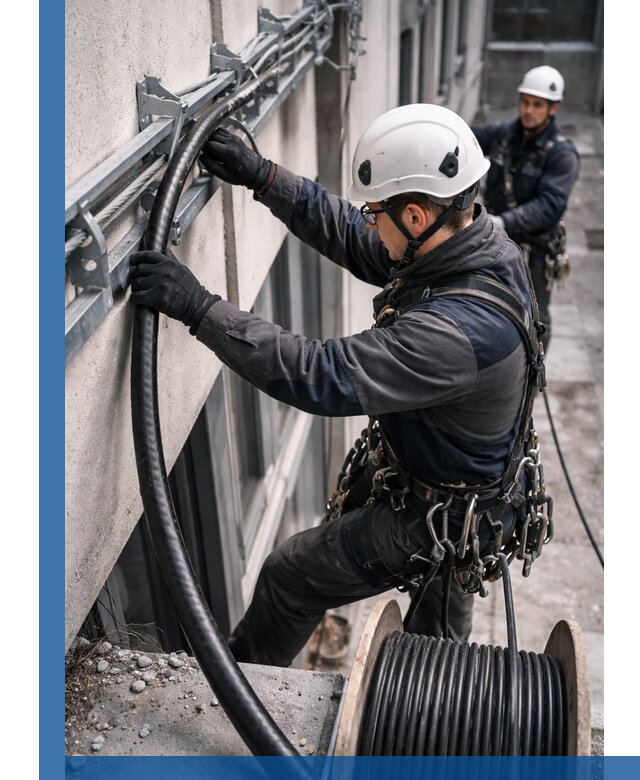 Протяжка кабеля питания на высоте в Черногорске с гарантией безопасности и качества