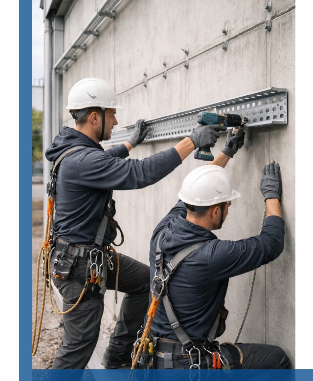 Монтаж кабельных лотков на фасаде зданий в Черногорске с гарантией