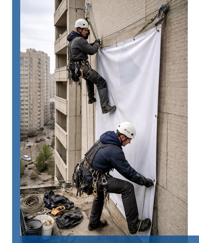 Профессиональный монтаж баннеров на фасаде в Черногорске