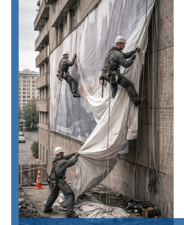 Демонтаж баннеров с фасада в Черногорске оперативно и безопасно