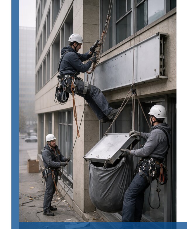 Демонтаж рекламной вывески с высотными работами в Черногорске