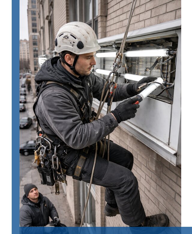 Профессиональная замена ламп в наружной вывеске в Черногорске
