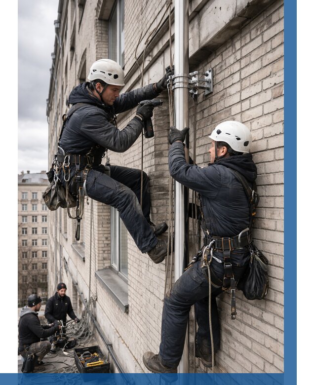 Монтаж флагштока на здании в Черногорске от 6635 р. | ВЫСОТНИК-Чрн