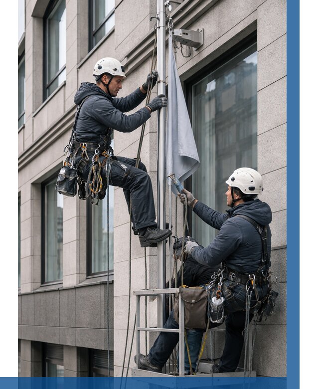 Установка флагов на фасаде в Черногорске от 4593 р. | ВЫСОТНИК-Чрн