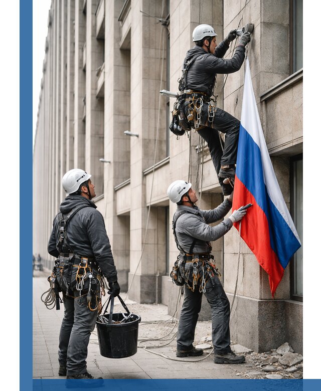 Профессиональная установка флагов на фасаде в Черногорске