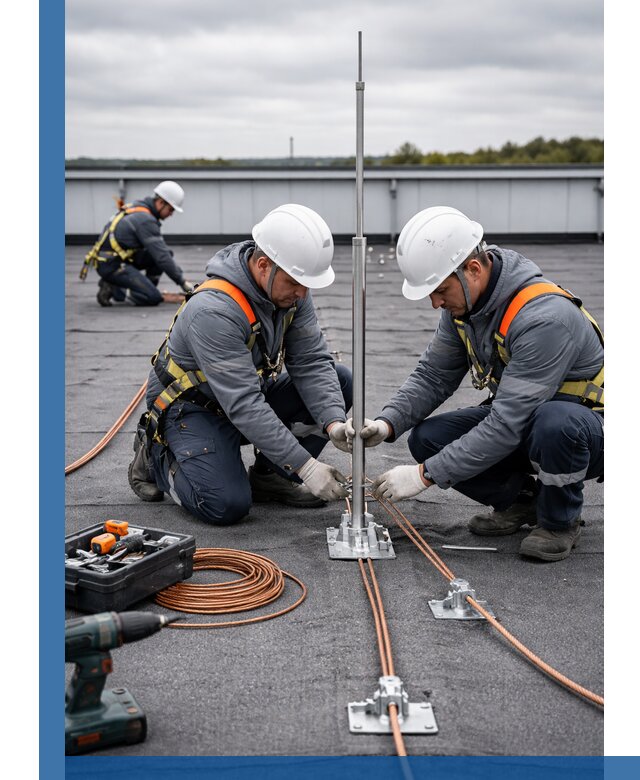 Монтаж молниезащиты на кровле в Черногорске под ключ с гарантией