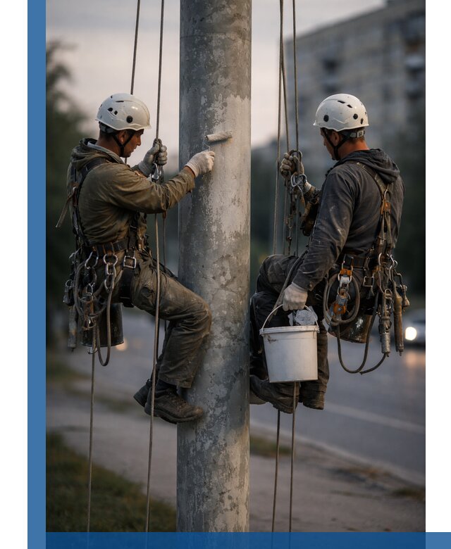 Покраска опор освещения и антикоррозийная защита в Черногорске