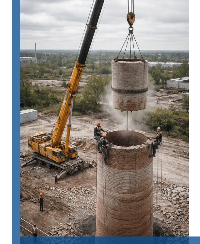 Демонтаж дымовой трубы в Черногорске с гарантиями безопасности