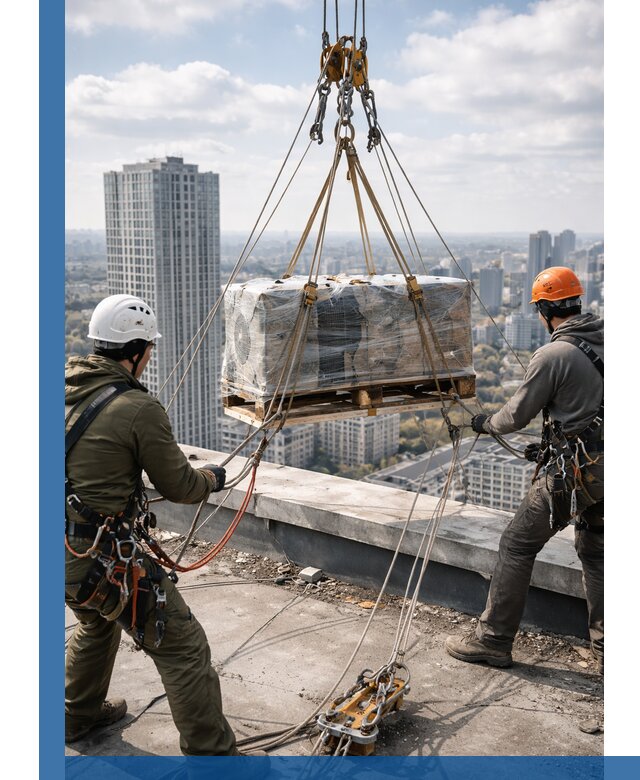 Подъем и монтаж крупногабаритных грузов на крышу в Черногорске