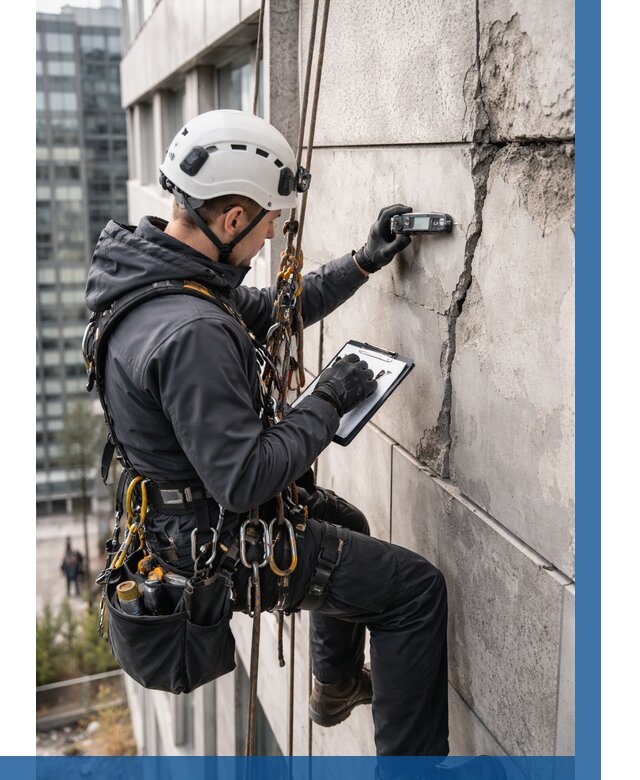 Обследование фасада альпинистами в Черногорске от 122 р. | ВЫСОТНИК-Чрн