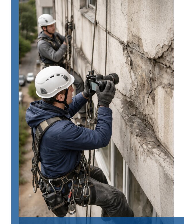 Фотофиксация дефектов фасада с высотной съемкой в Черногорске