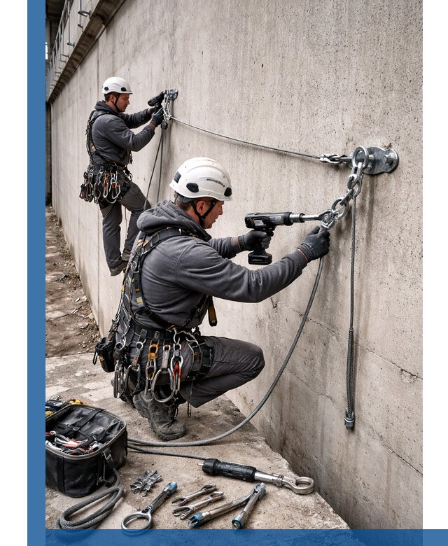 Монтаж анкерных линий высотной безопасности в Черногорске